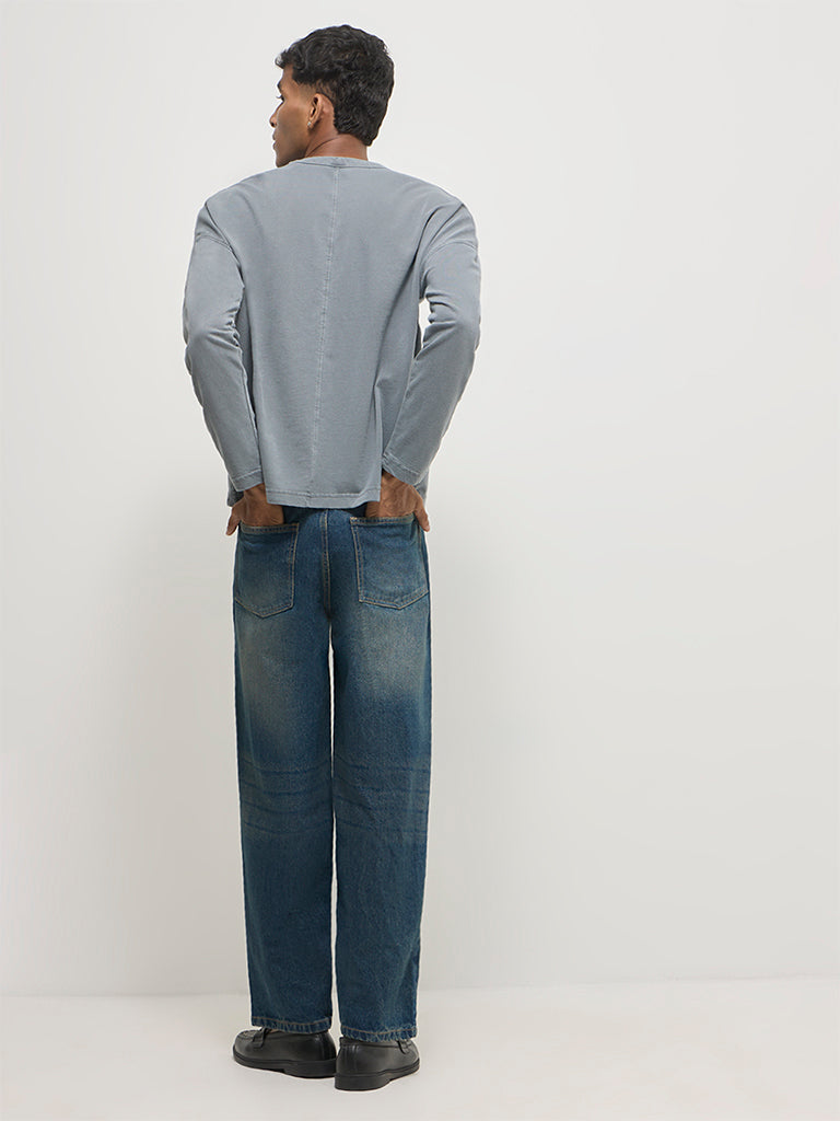 Straight-Fit Faded Jeans