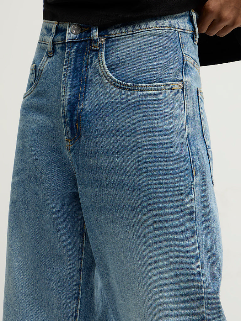 Straight-Fit Faded Jeans