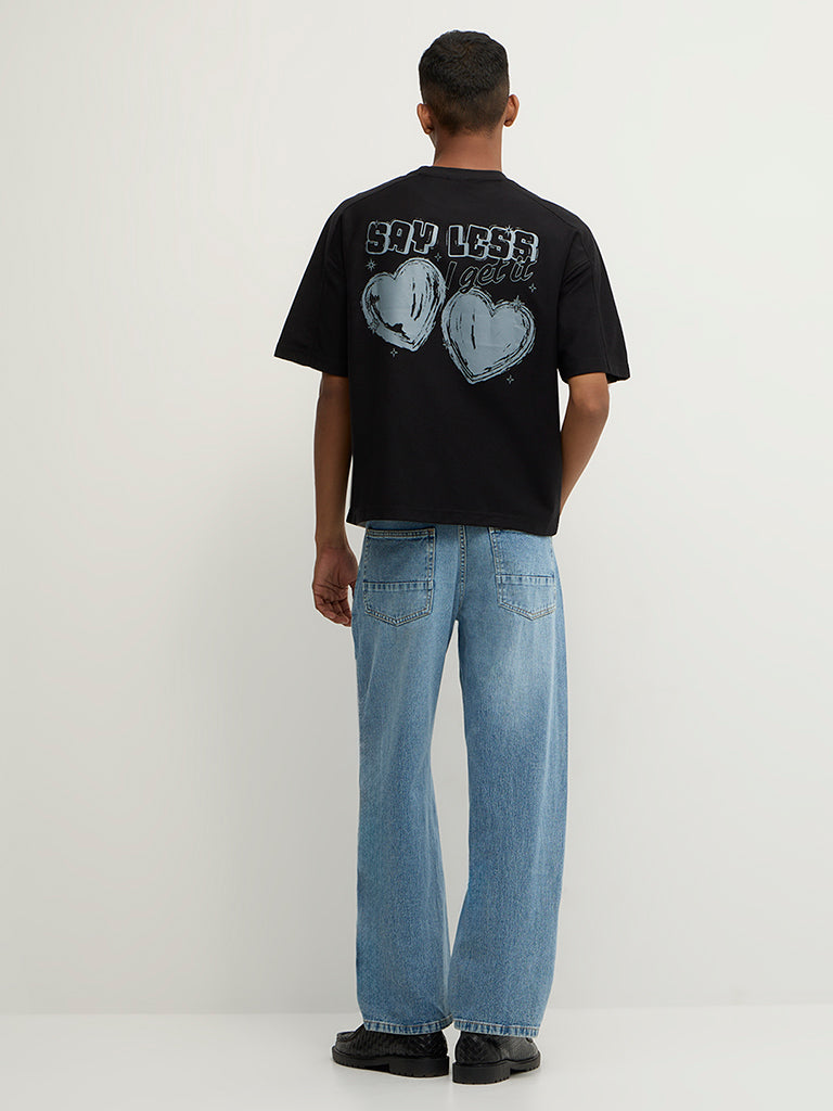 Straight-Fit Faded Jeans