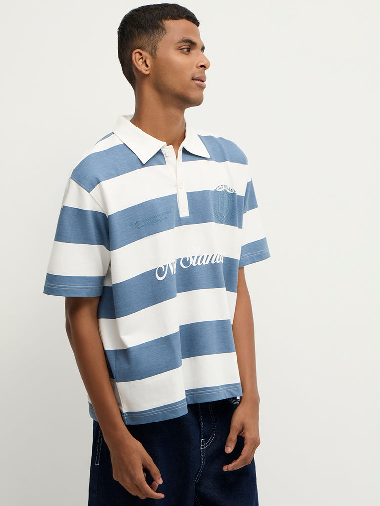 Boxy-Fit Striped Polo T-Shirt