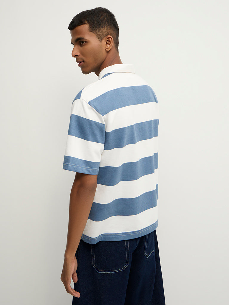 Boxy-Fit Striped Polo T-Shirt