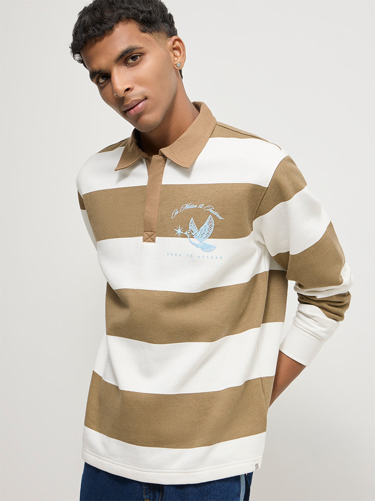 Boxy-Fit Striped Polo T-Shirt