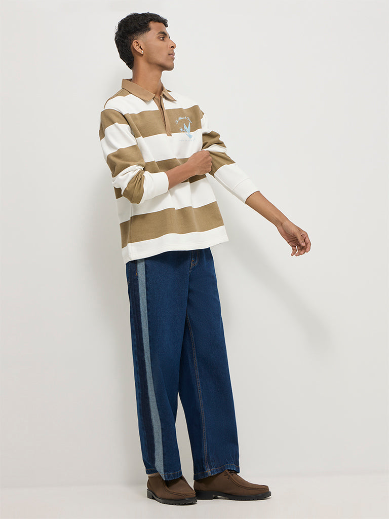 Boxy-Fit Striped Polo T-Shirt