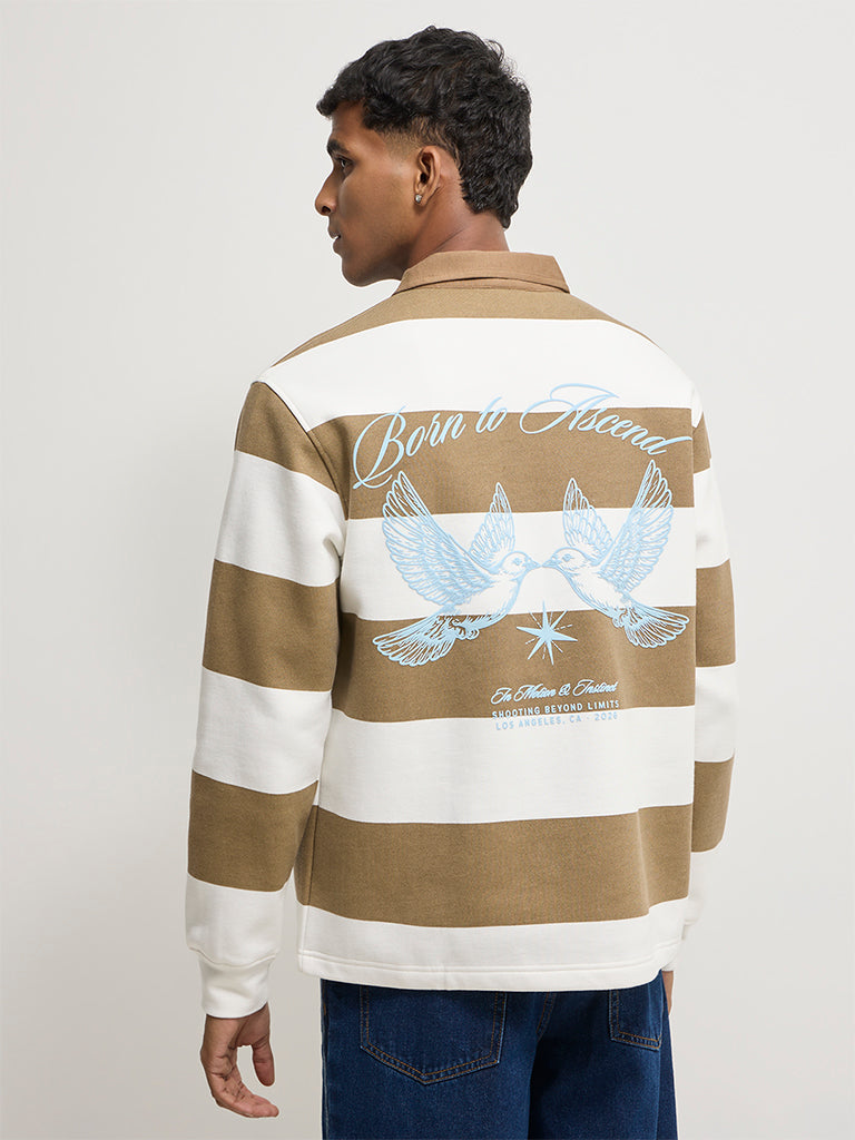 Boxy-Fit Striped Polo T-Shirt