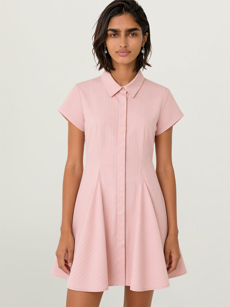 Mini Pinstriped Shirt Dress