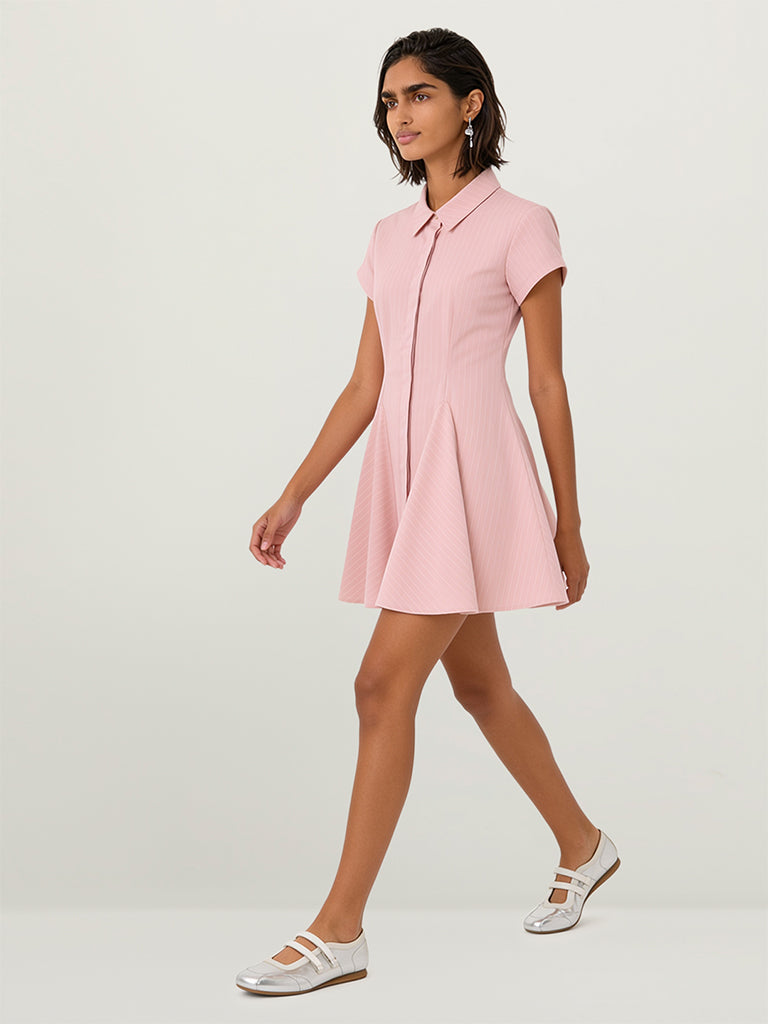 Mini Pinstriped Shirt Dress