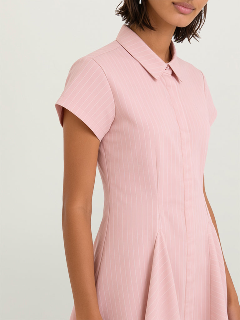 Mini Pinstriped Shirt Dress