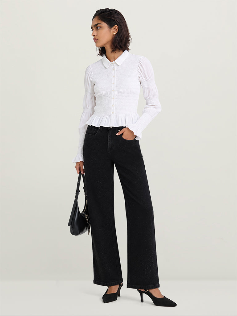 Fitted Smocked Shirt