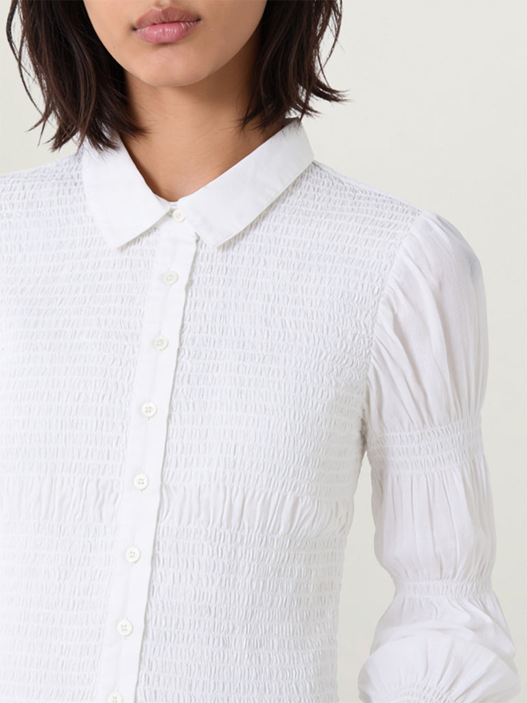 Fitted Smocked Shirt