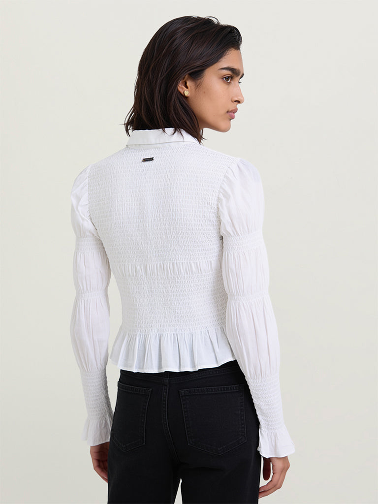 Fitted Smocked Shirt