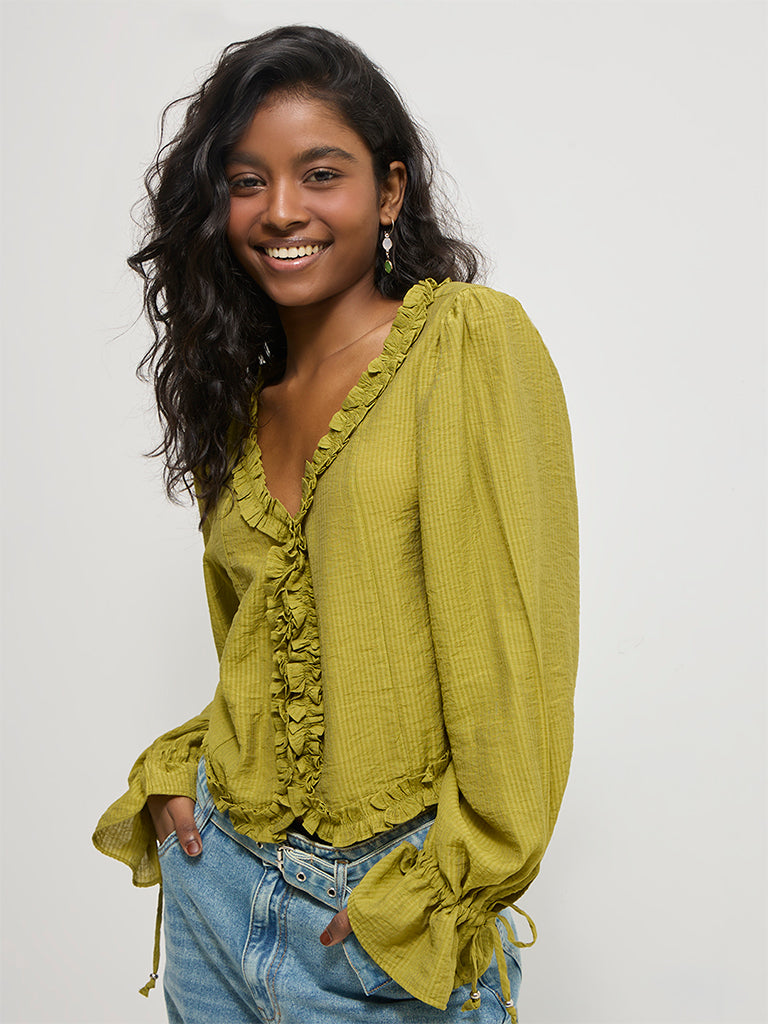 Regular-Fit Ruffled Blouse