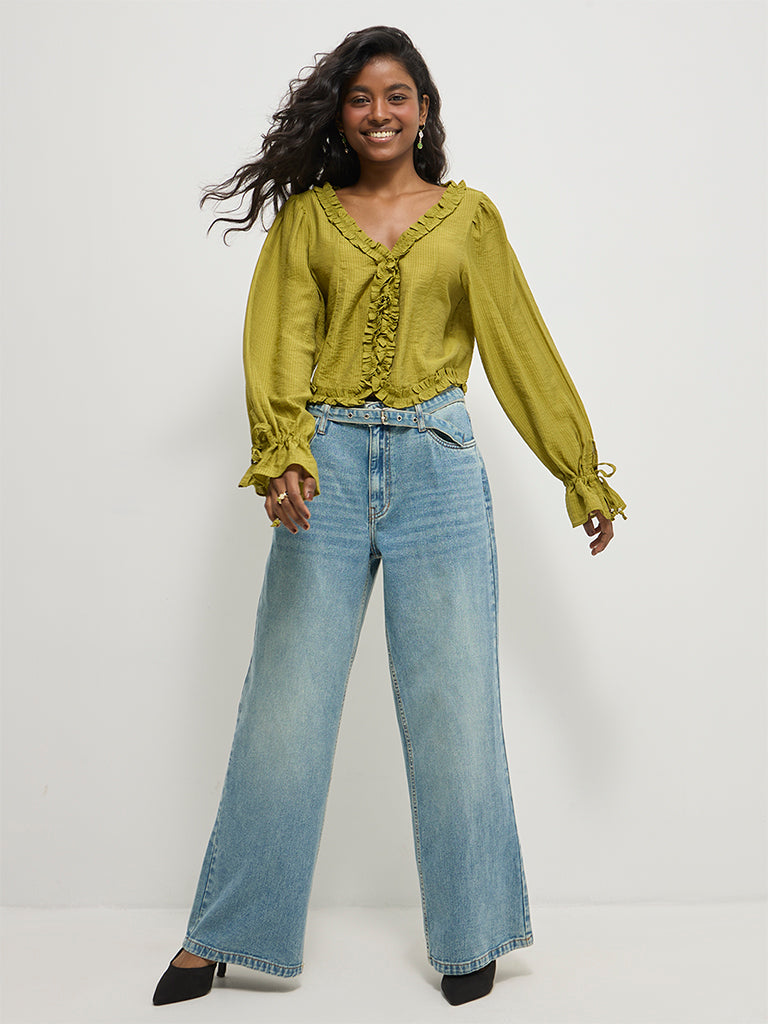 Regular-Fit Ruffled Blouse