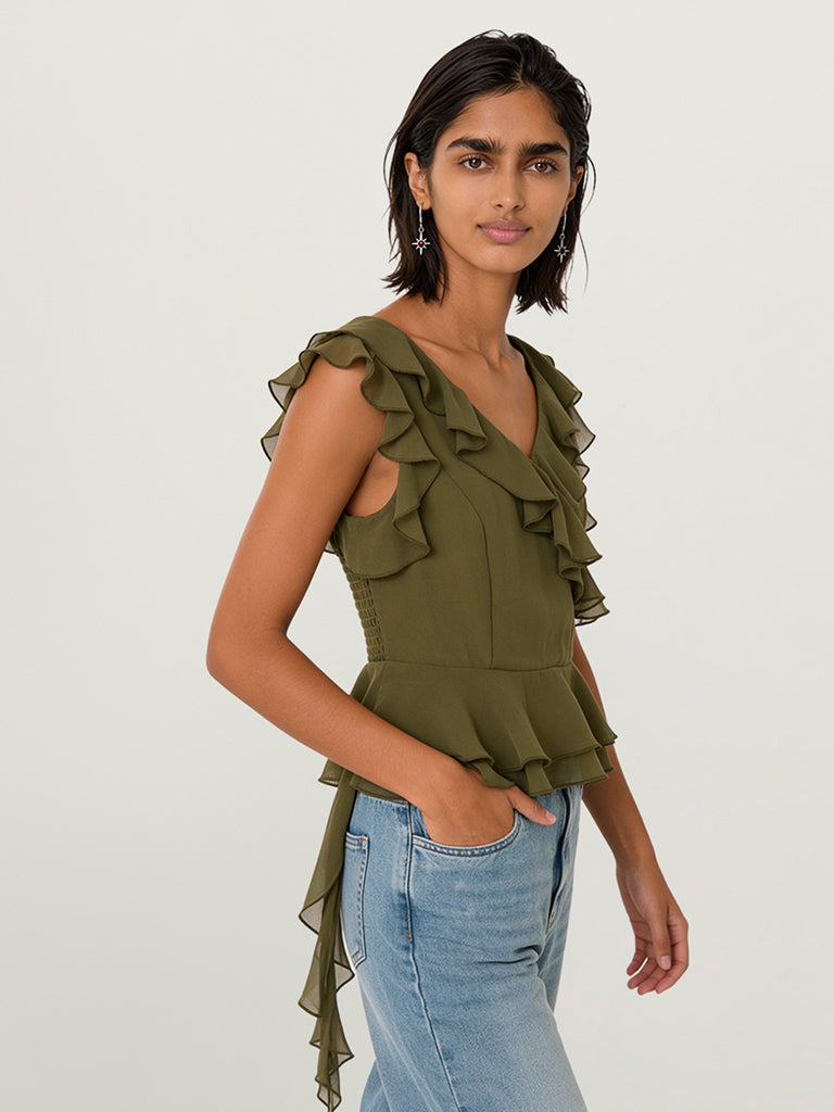 Regular-Fit Ruffled Top