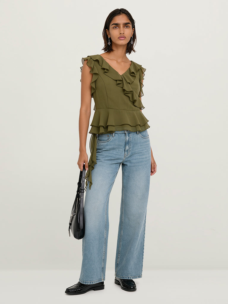Regular-Fit Ruffled Top