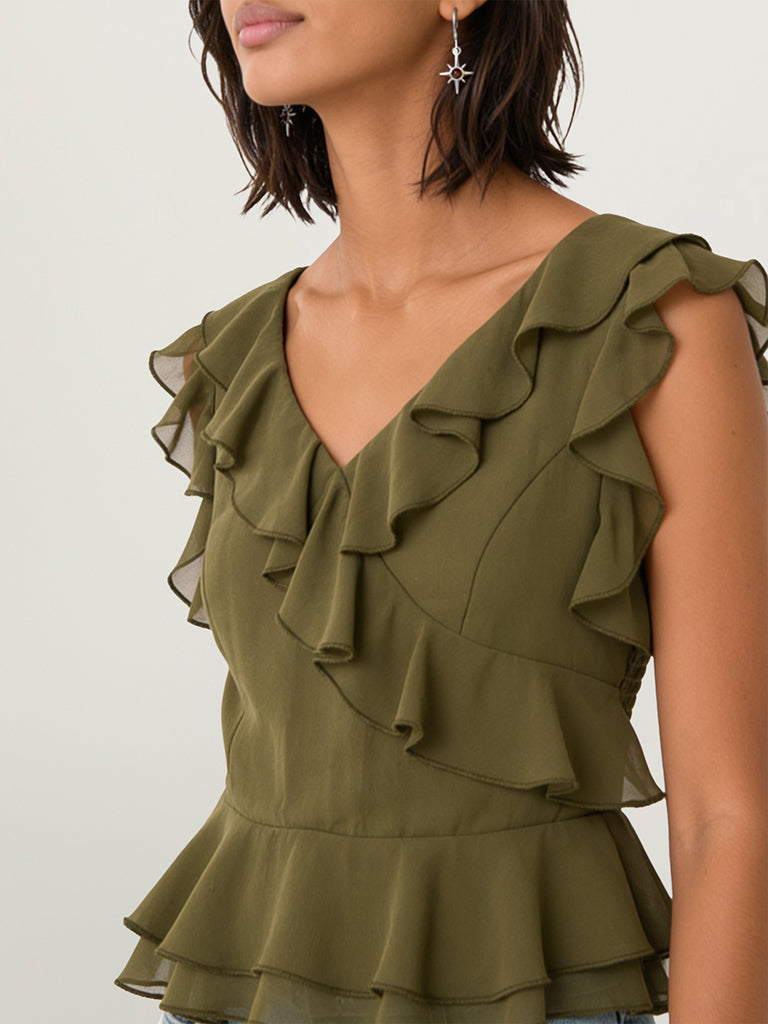 Regular-Fit Ruffled Top