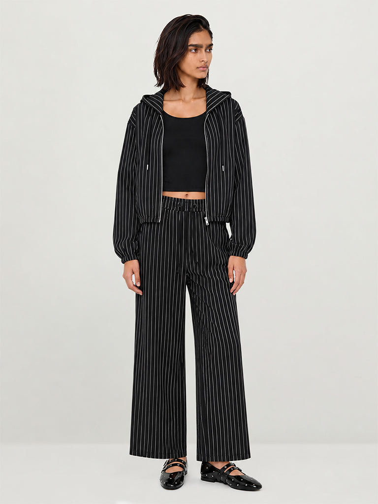 Wide-Leg Striped Trousers
