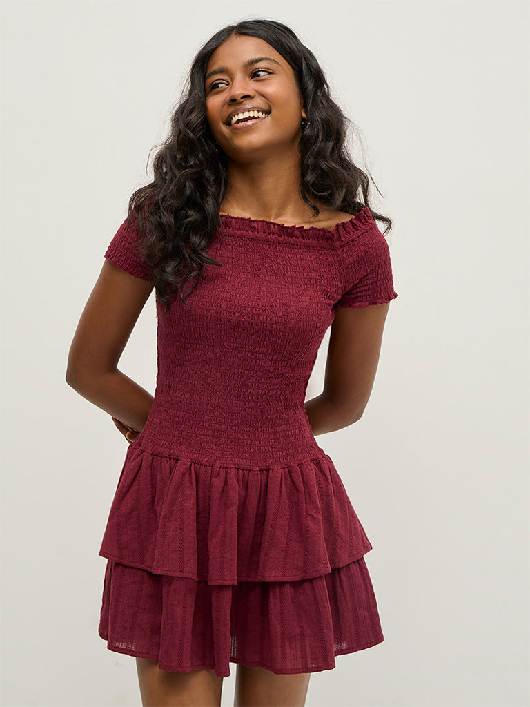 Solid Tiered Mini Dress