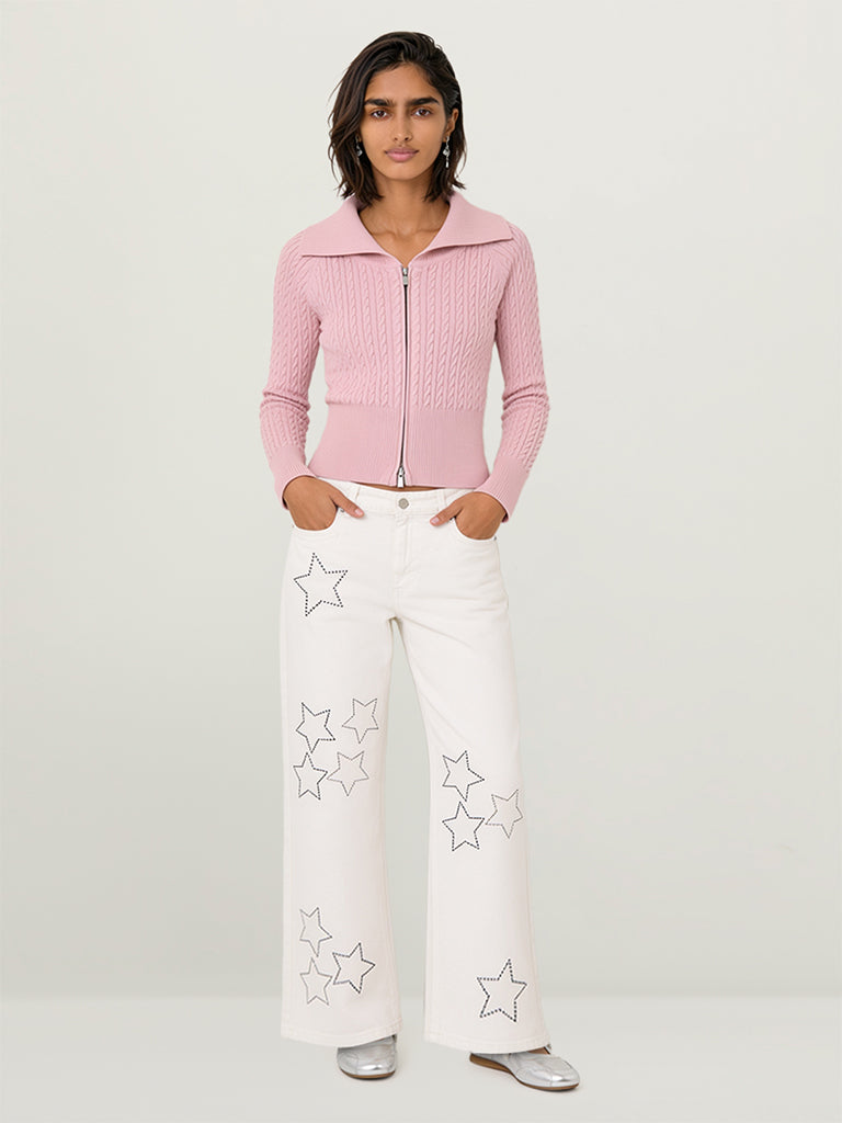 Fitted Cable-Knit Cardigan