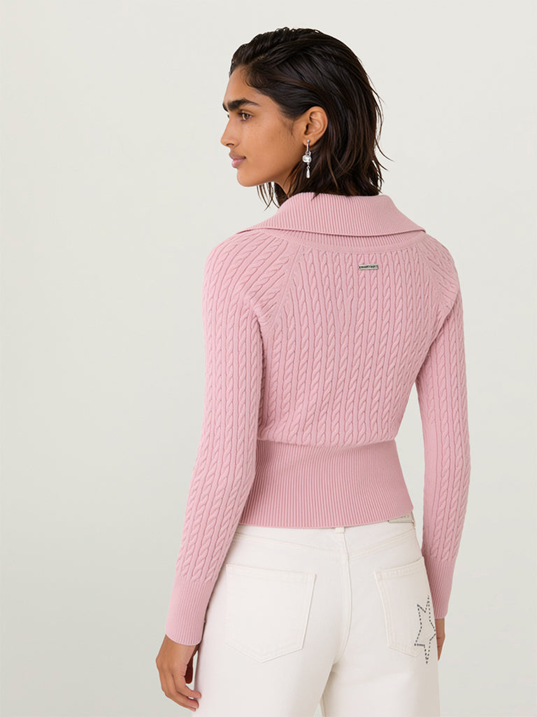Fitted Cable-Knit Cardigan