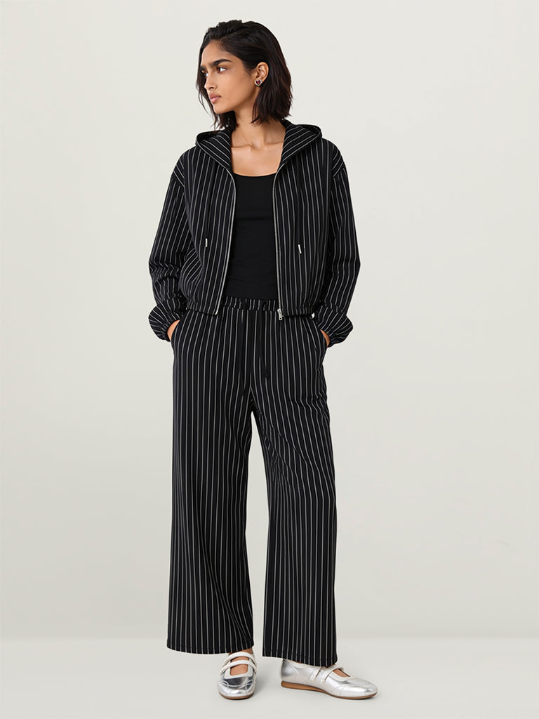 Boxy-Fit Striped Hoodie