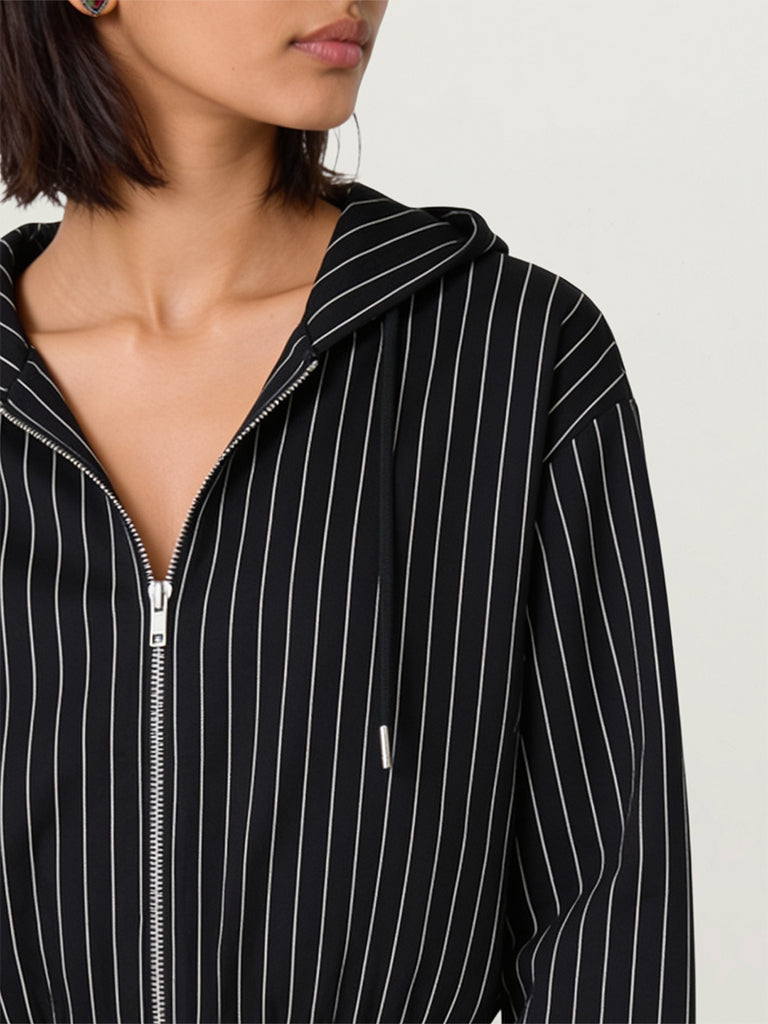 Boxy-Fit Striped Hoodie
