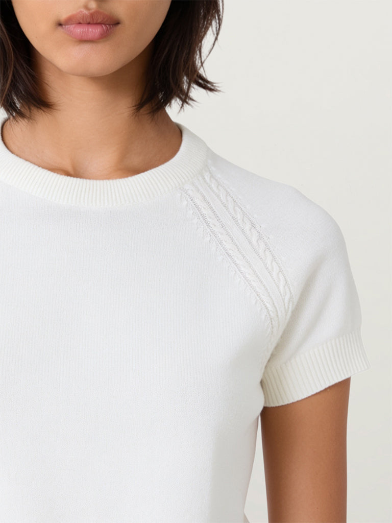 Fitted Knit-Textured T-Shirt