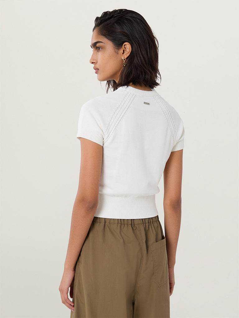 Fitted Knit-Textured T-Shirt