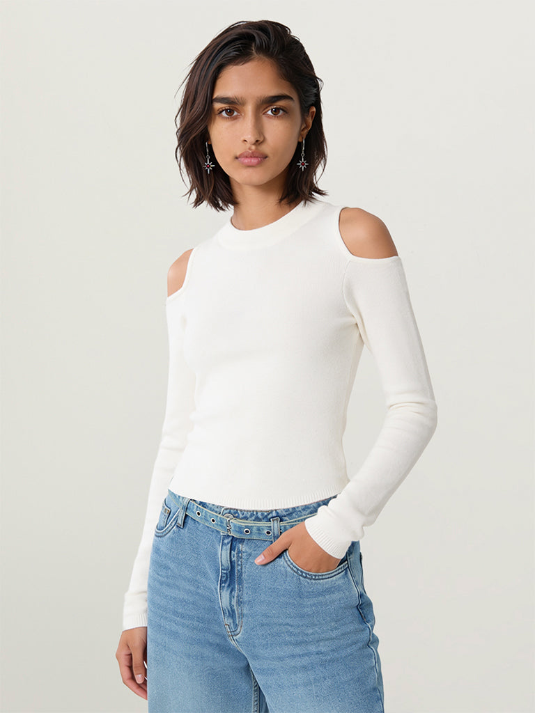 Fitted Cold-Shoulder Top