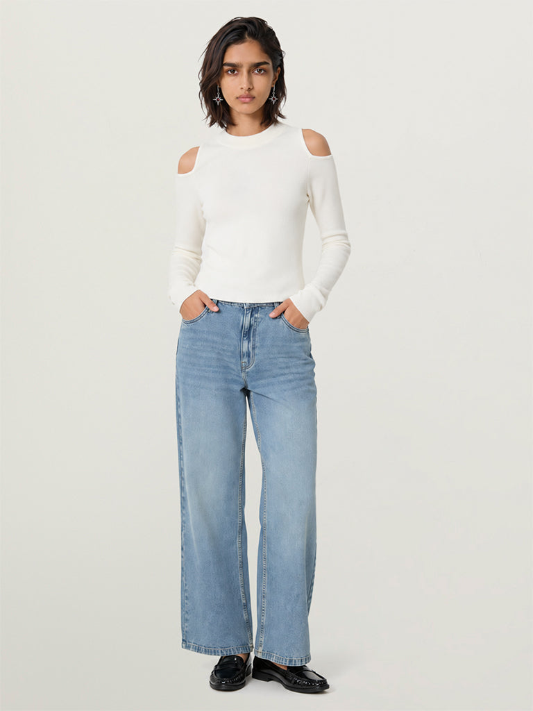 Fitted Cold-Shoulder Top