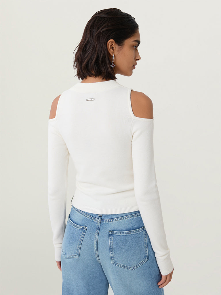 Fitted Cold-Shoulder Top