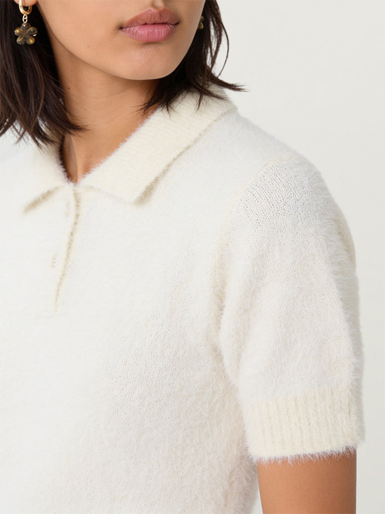 Fitted Fleece-Textured Polo T-Shirt