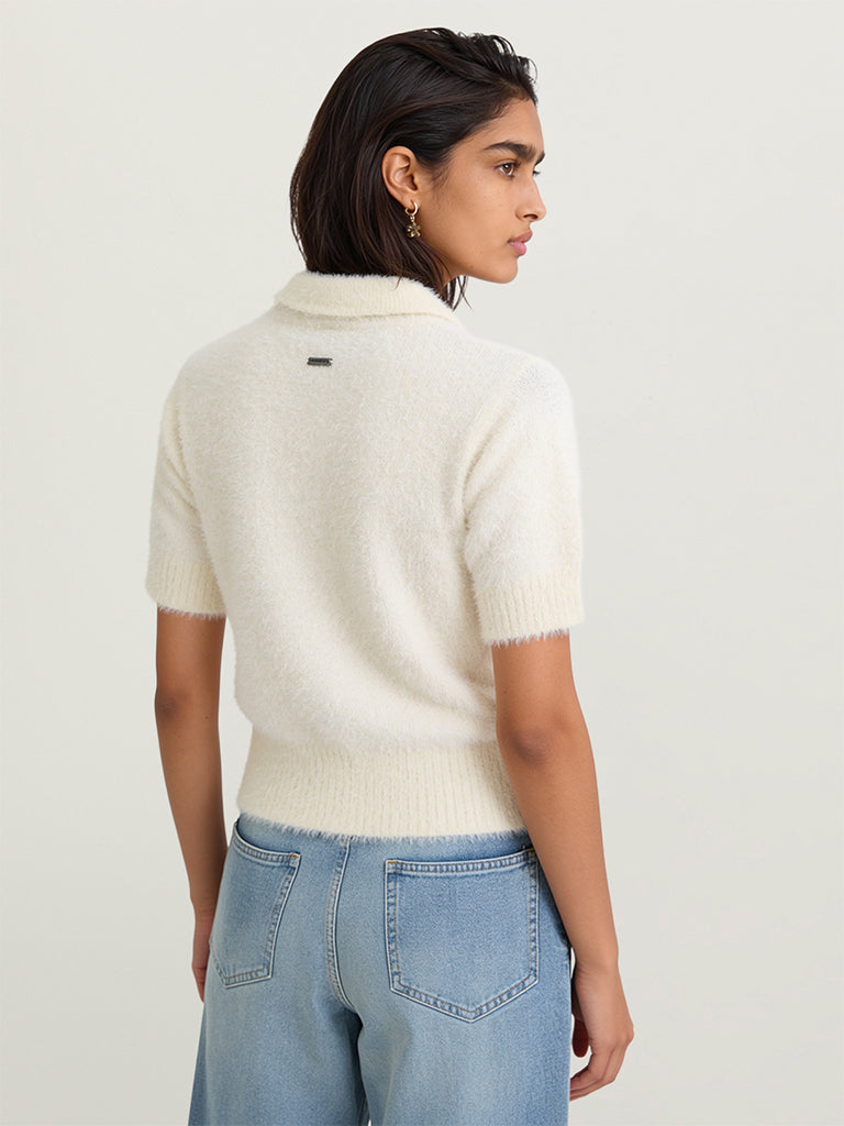 Fitted Fleece-Textured Polo T-Shirt