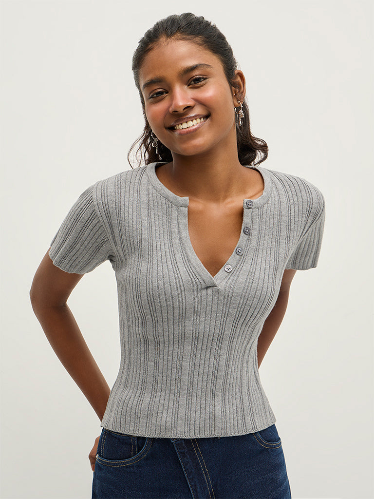 Fitted Ribbed T-Shirt