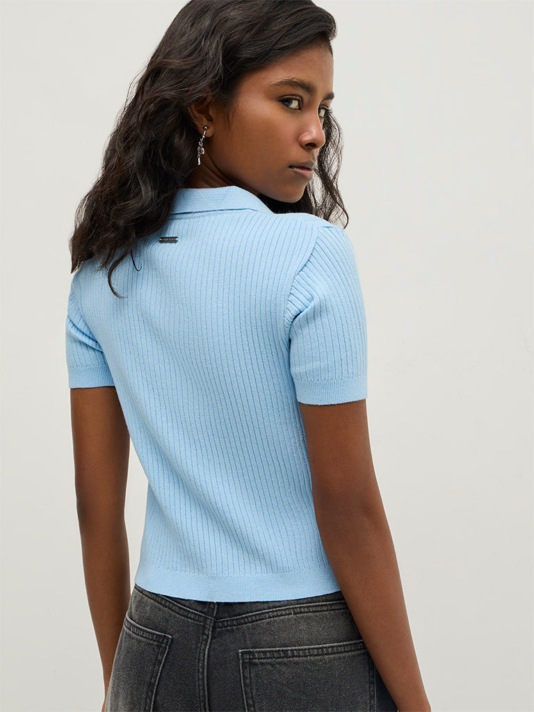 Rib Knitted Polo T-Shirt