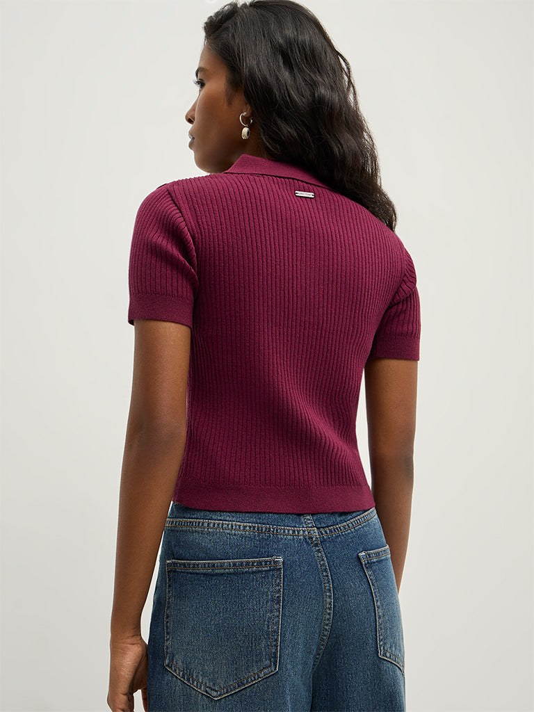 Rib Knitted Polo T-Shirt