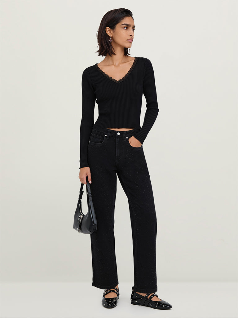 Fitted Ribbed-Textured Top