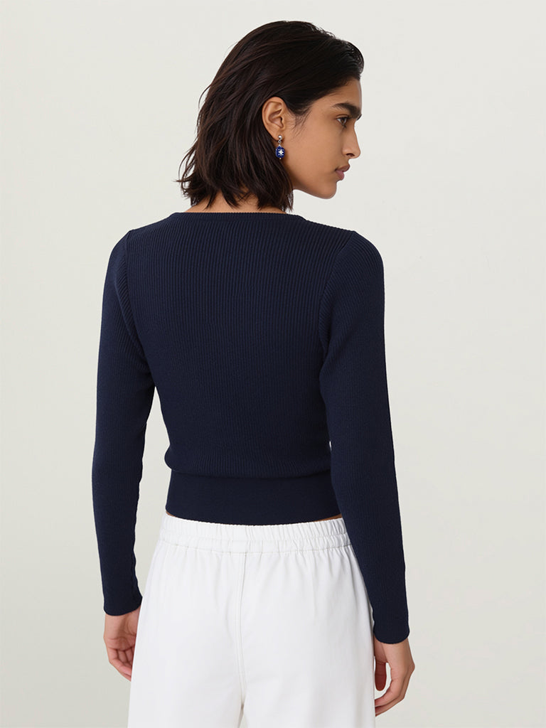 Fitted Ribbed-Textured Top