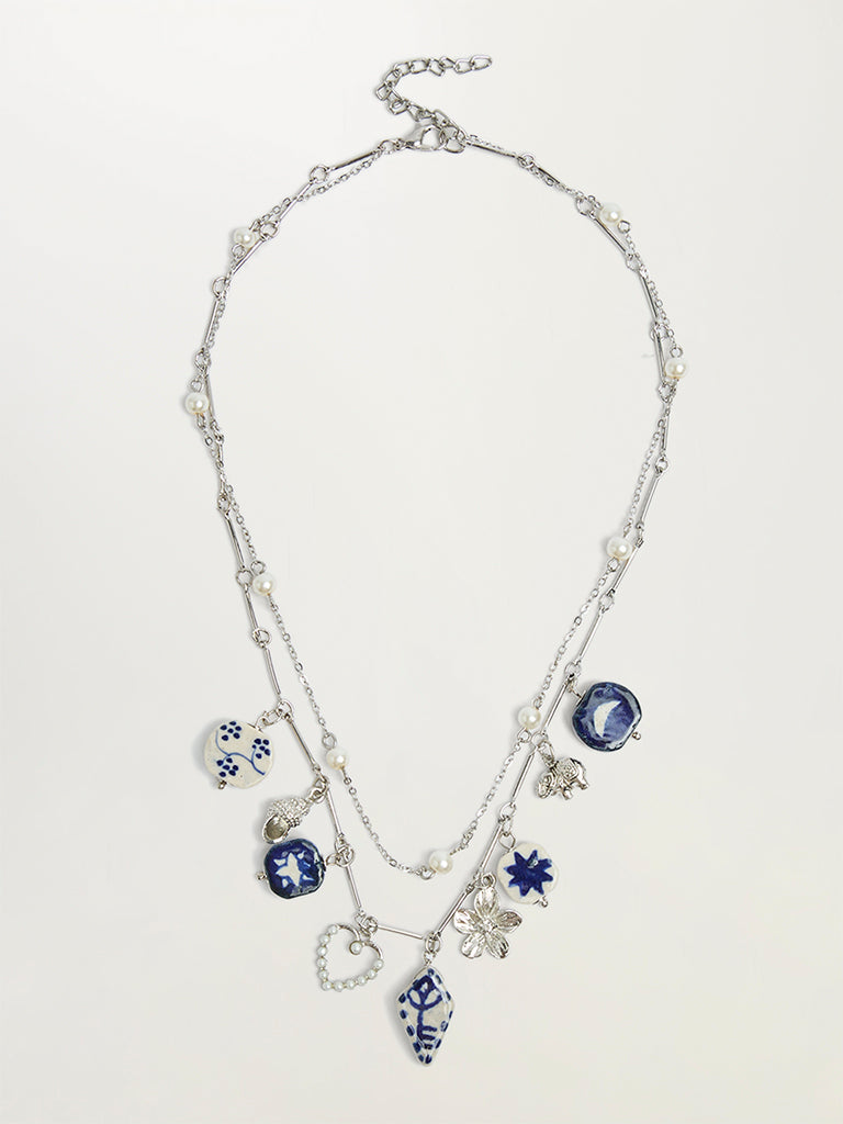 Layered Pearl Charm Necklace