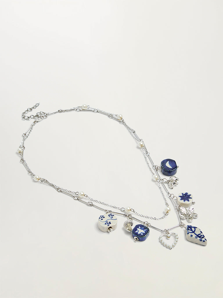 Layered Pearl Charm Necklace