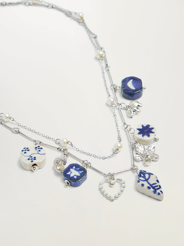 Layered Pearl Charm Necklace