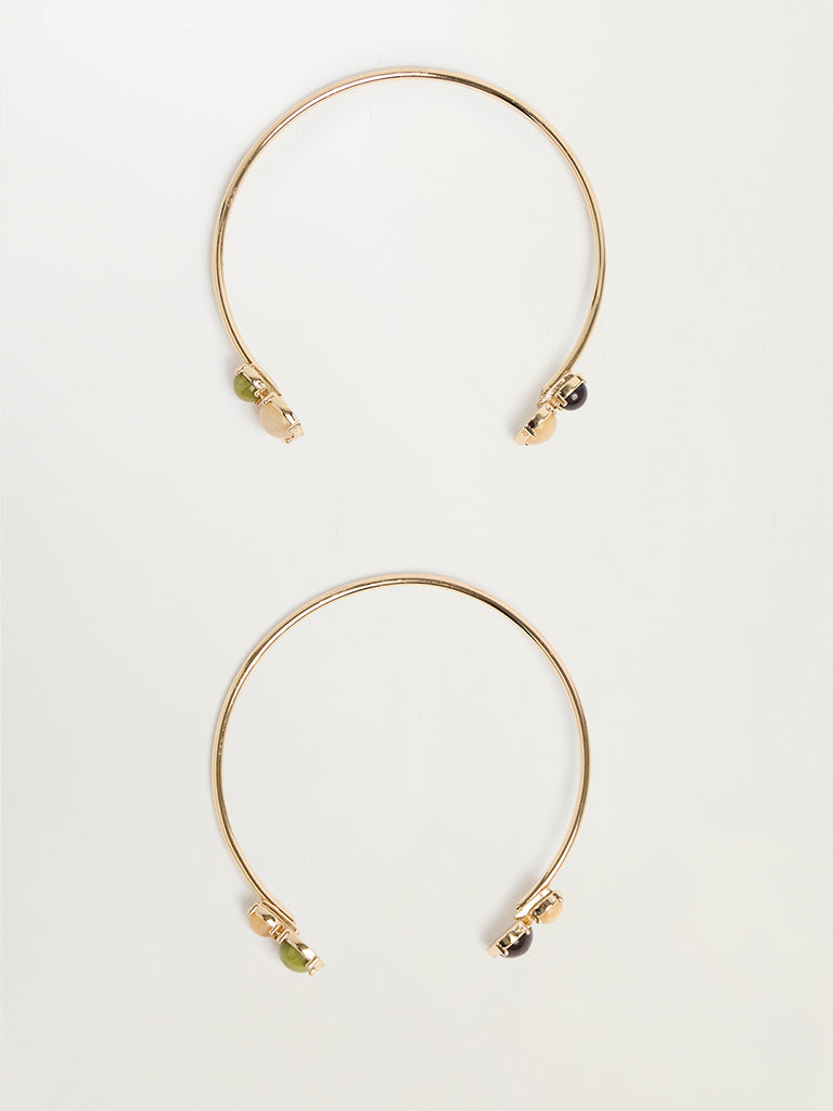 Set of 2 Stone-Embellished Cuff Bracelets