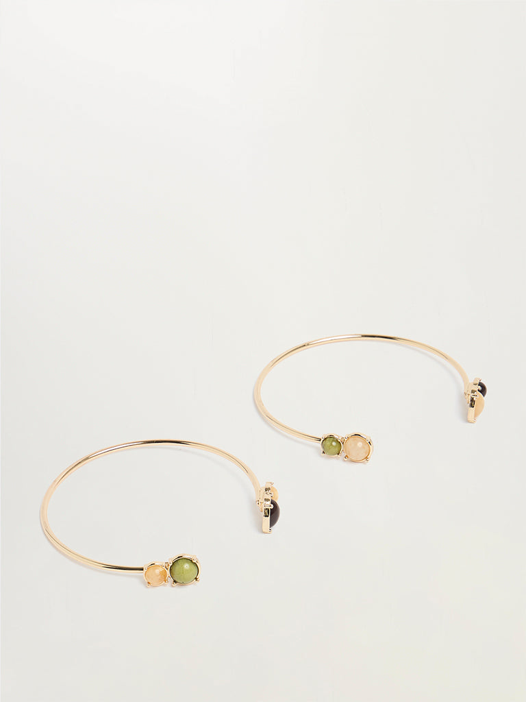 Set of 2 Stone-Embellished Cuff Bracelets