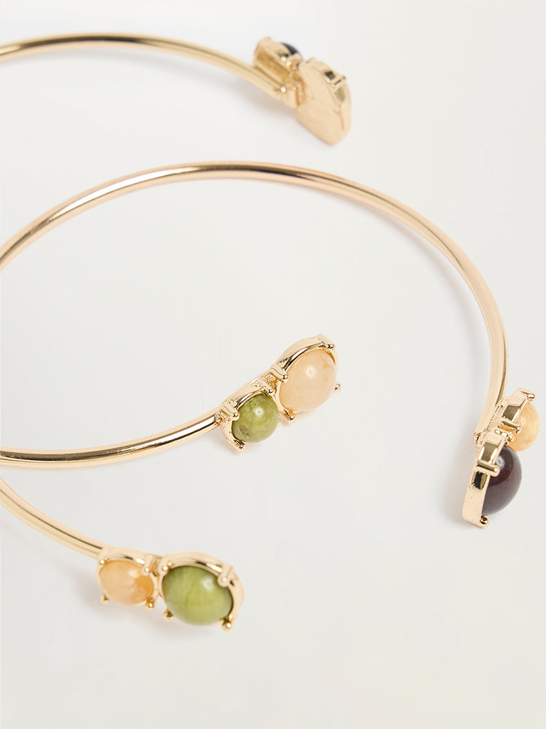 Set of 2 Stone-Embellished Cuff Bracelets