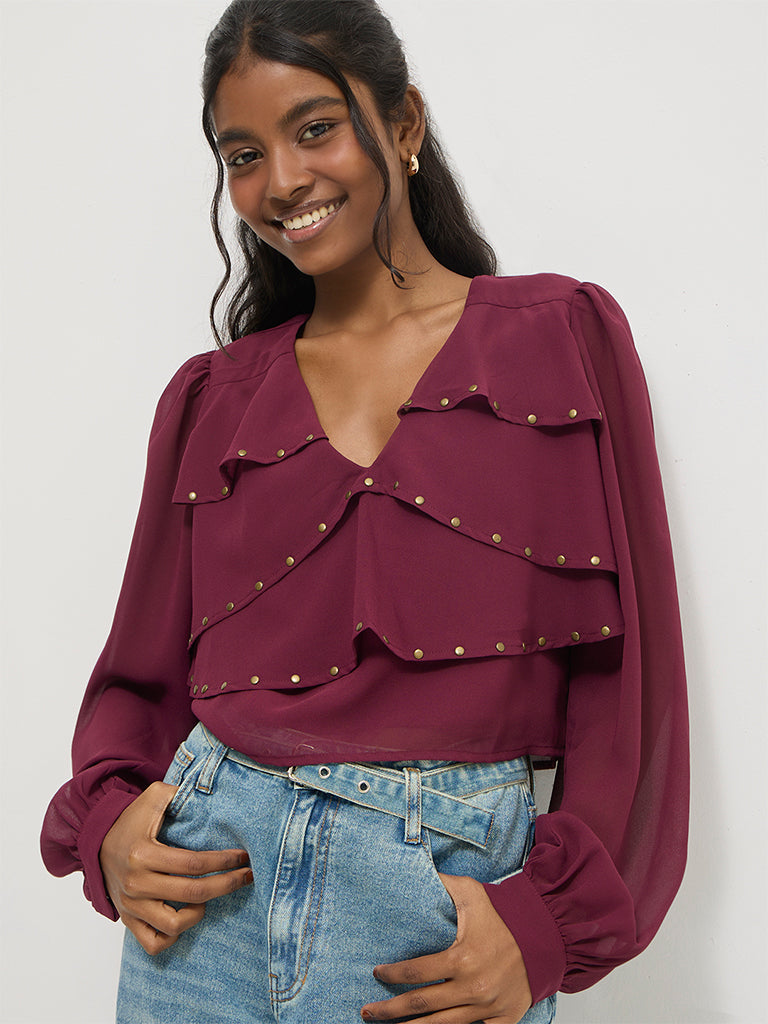 Regular-Fit Ruffled Blouse