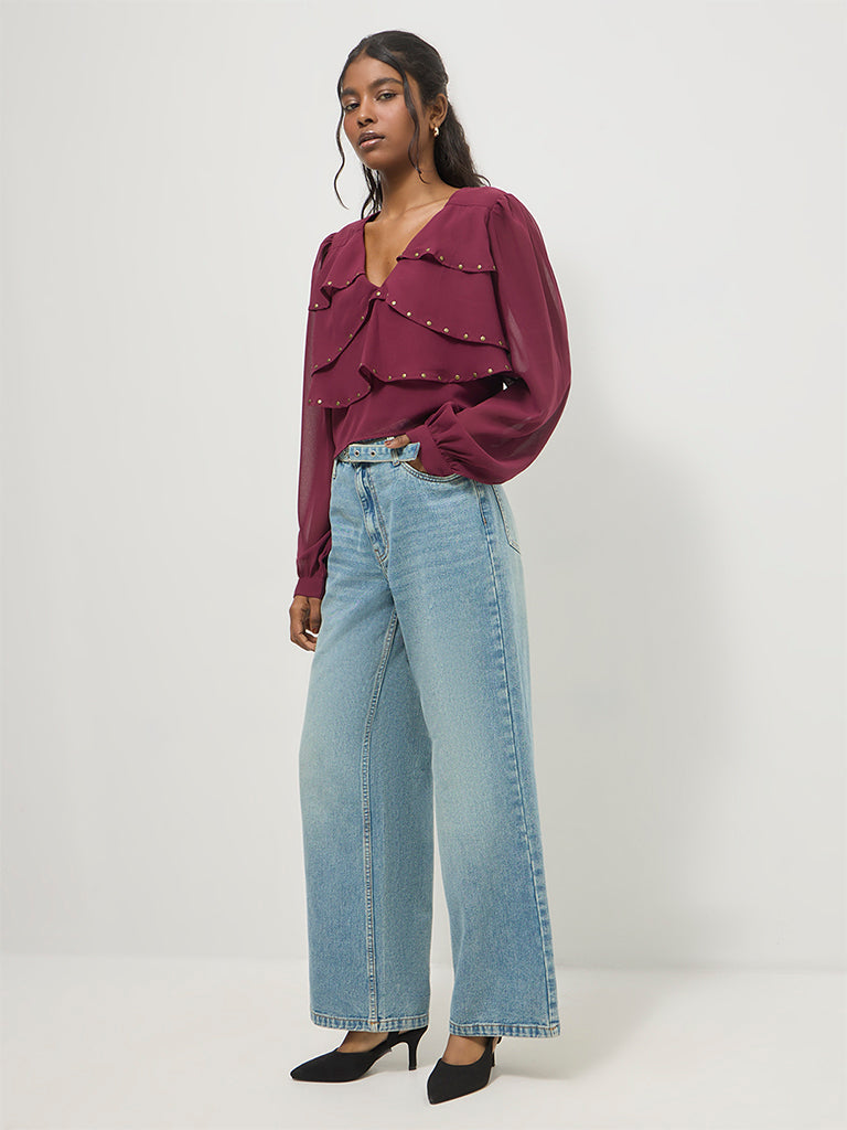Regular-Fit Ruffled Blouse