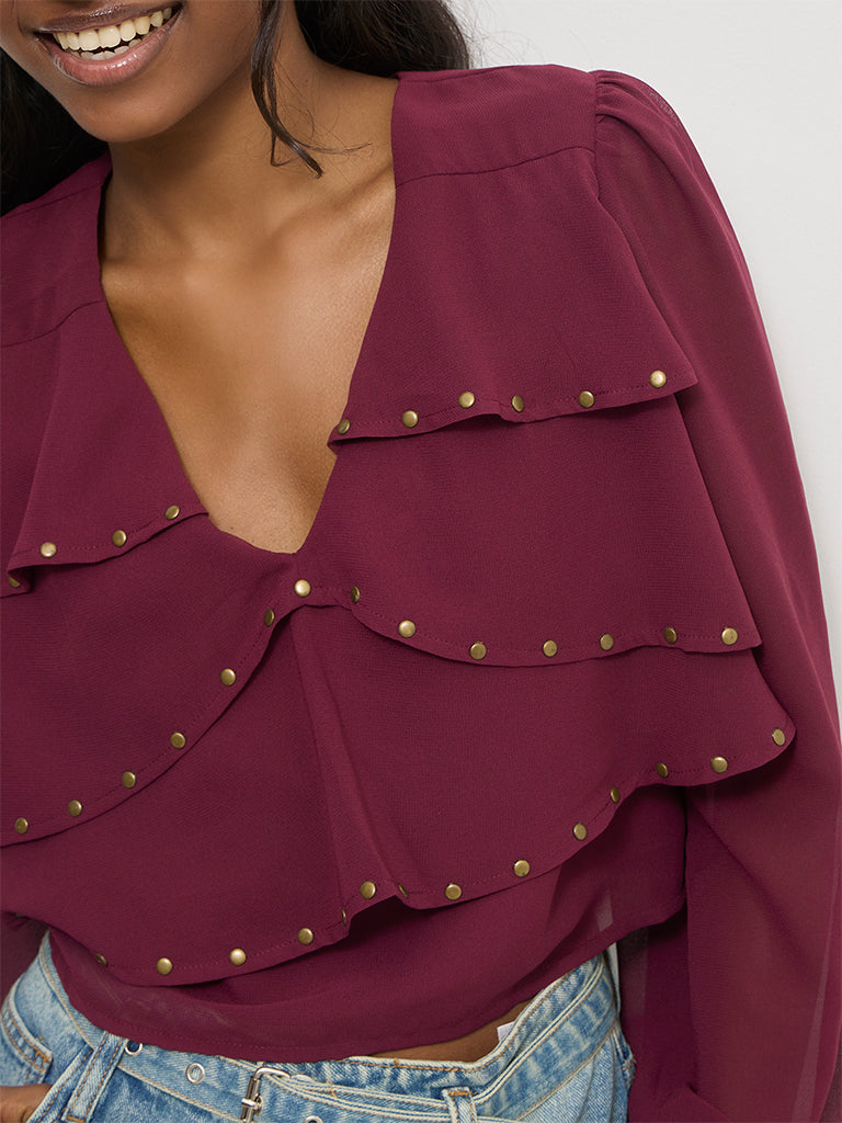 Regular-Fit Ruffled Blouse