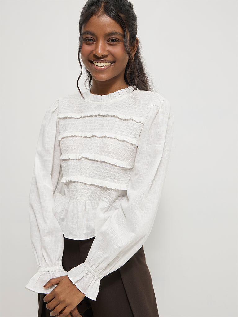 Regular-Fit Smocked Top