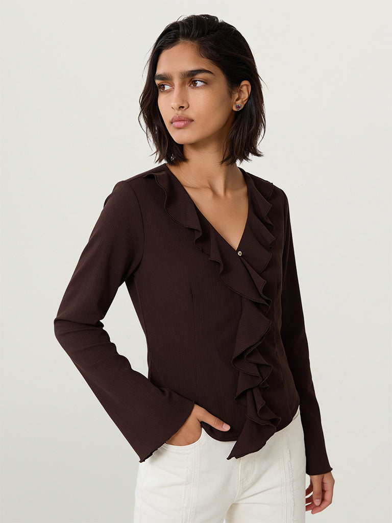 Regular-Fit Ruffled Blouse