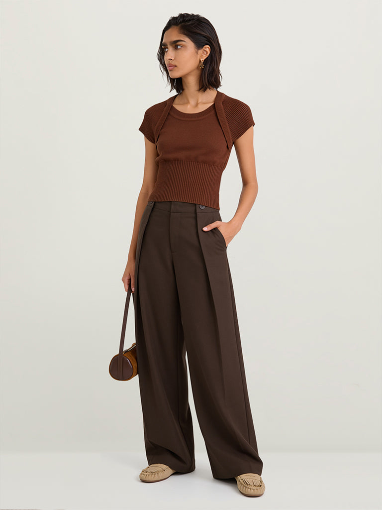 Fitted Ribbed-Textured T-Shirt