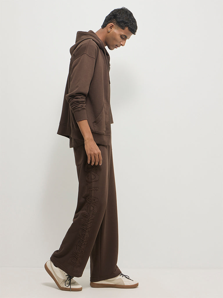 Baggy-Fit Typographic Track Pants